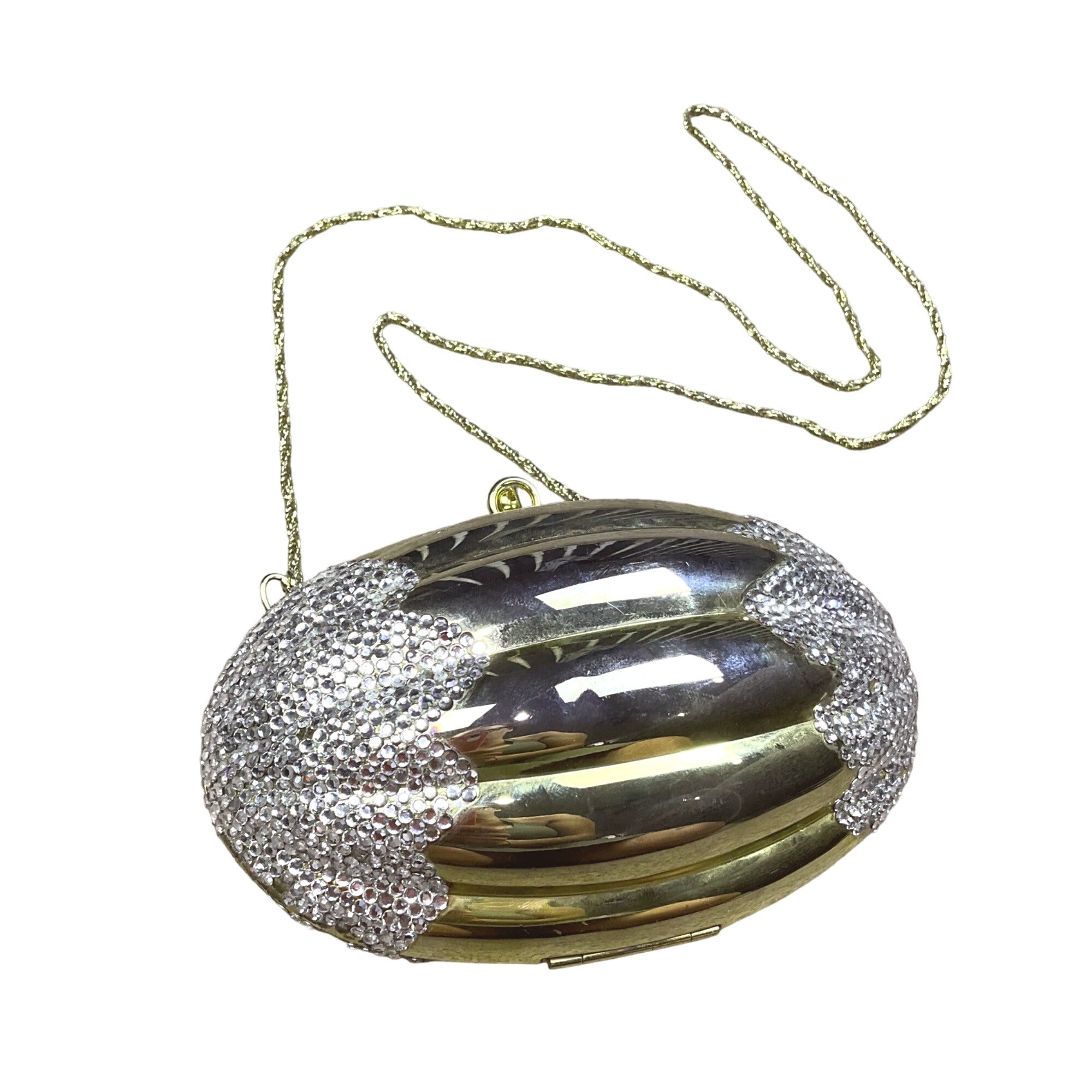 Vintage 1980's Gold Toned Rhinestone Egg Bag