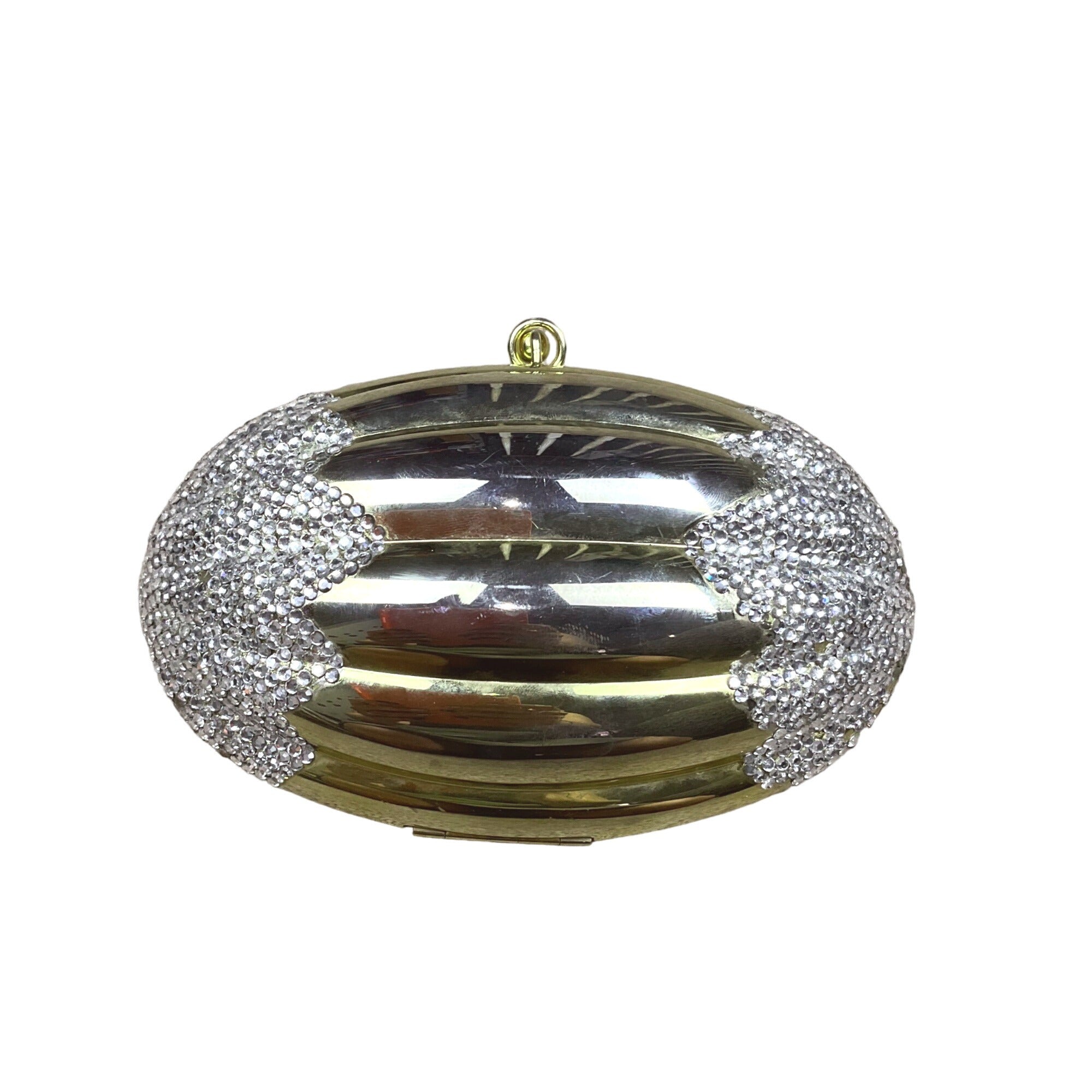 Vintage 1980's Gold Toned Rhinestone Egg Bag
