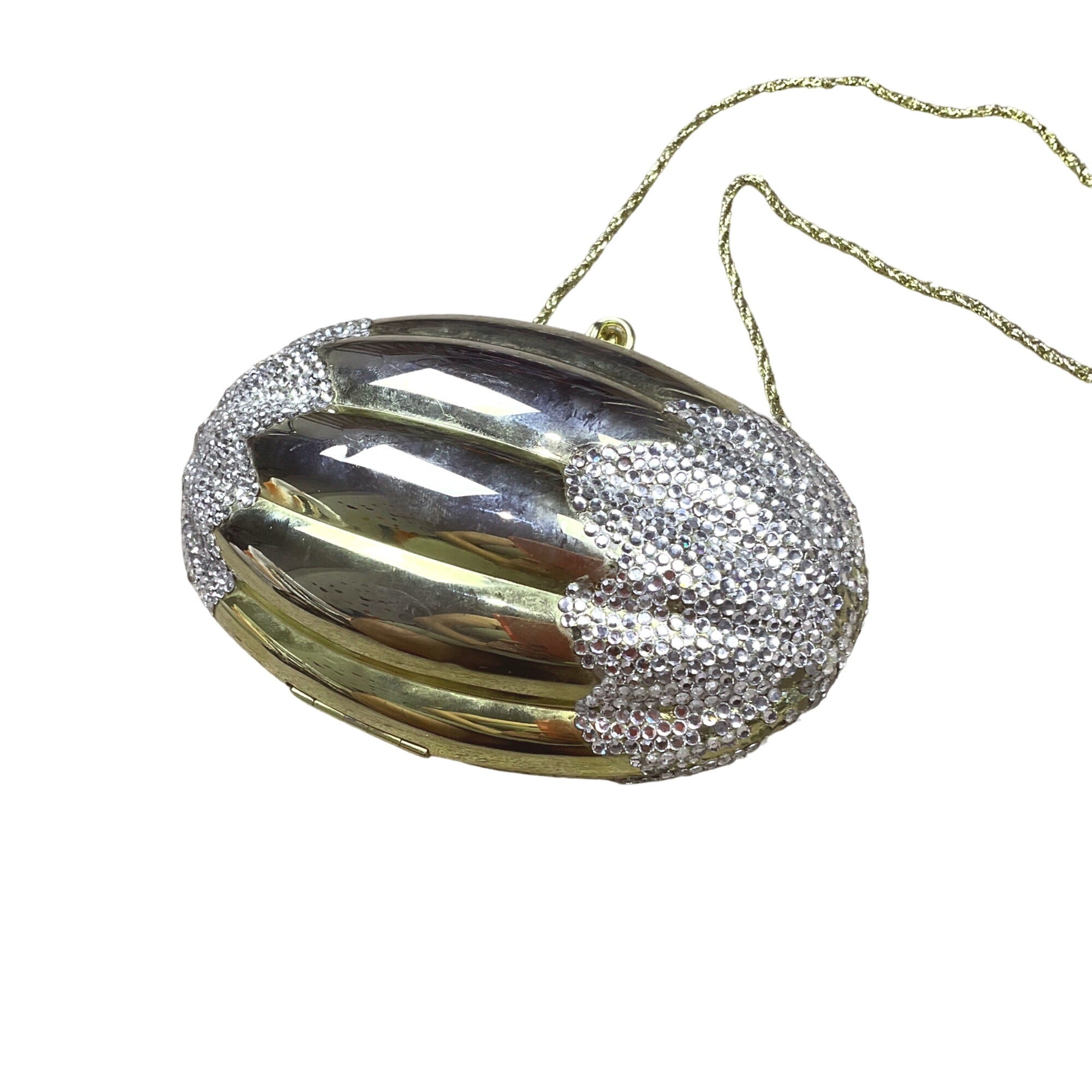 Vintage 1980's Gold Toned Rhinestone Egg Bag