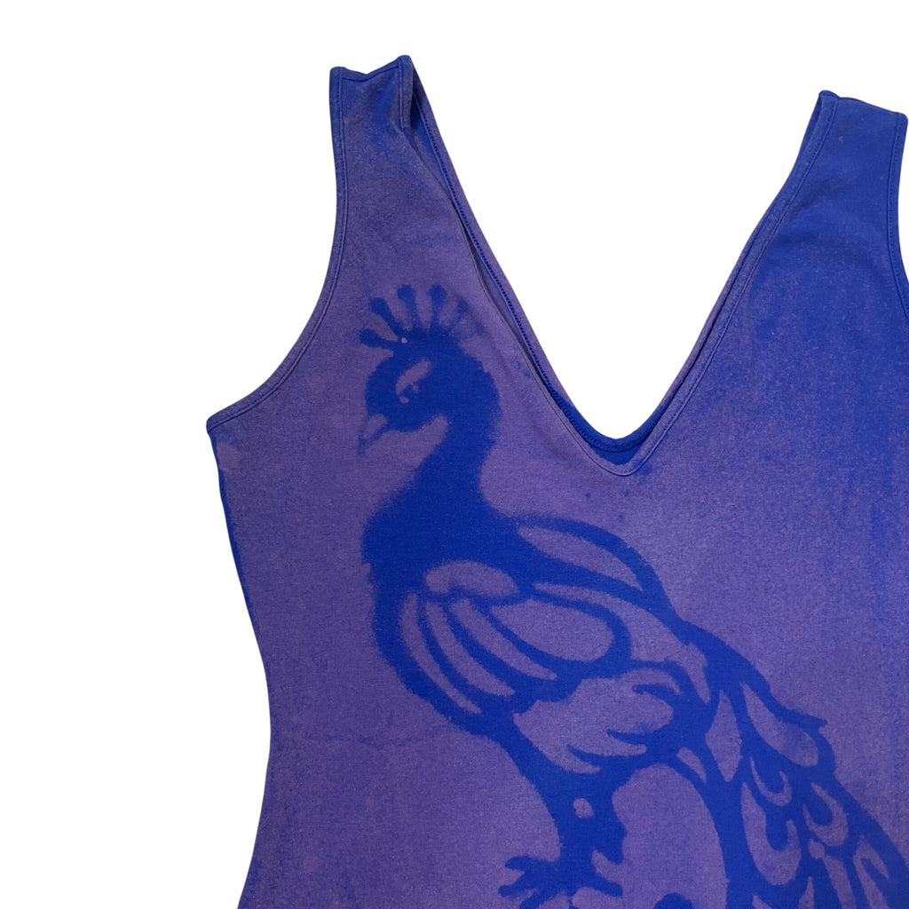 Bleach Painted Peacock Bodycon Dress Women's Large