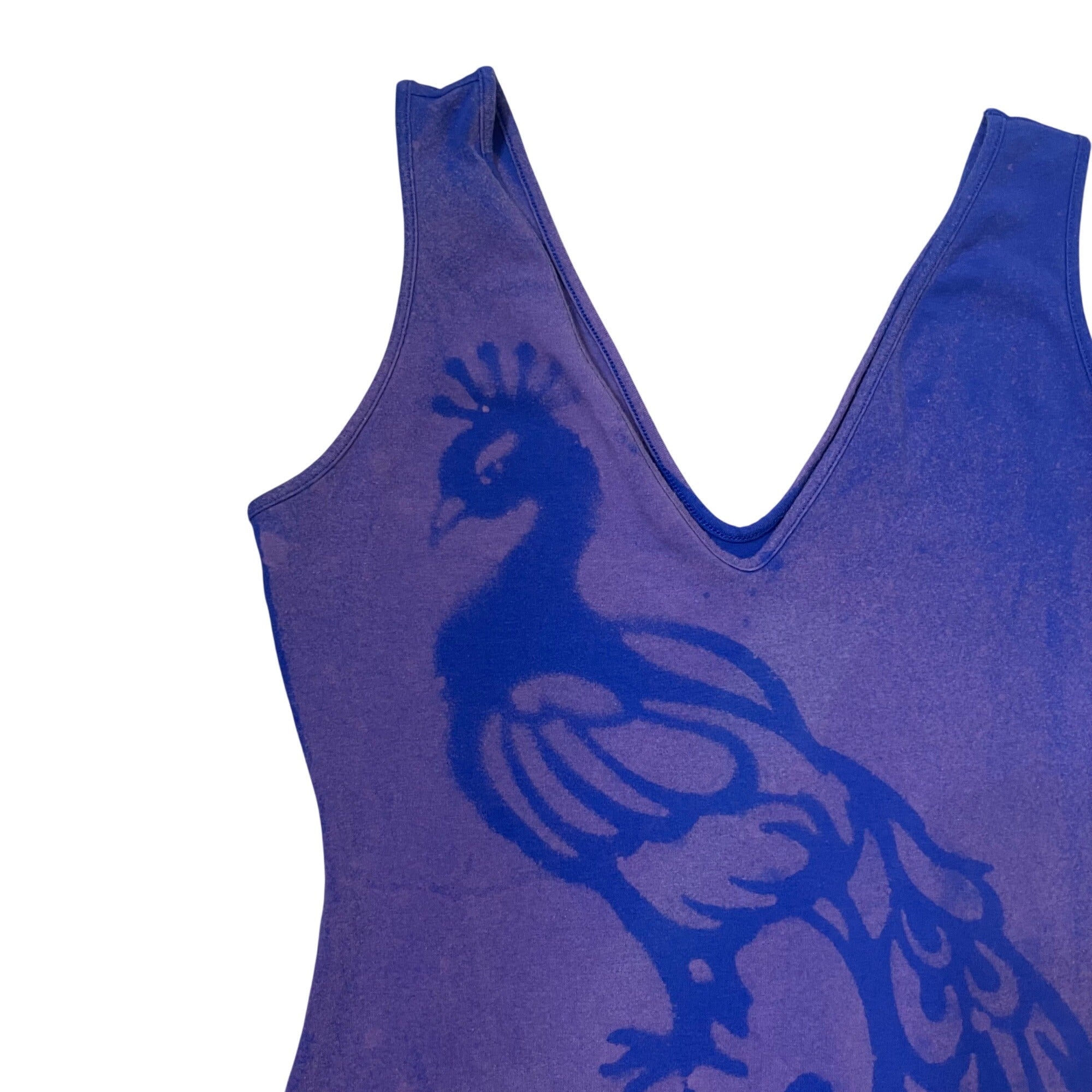 Bleach Painted Peacock Bodycon Dress Women's Large