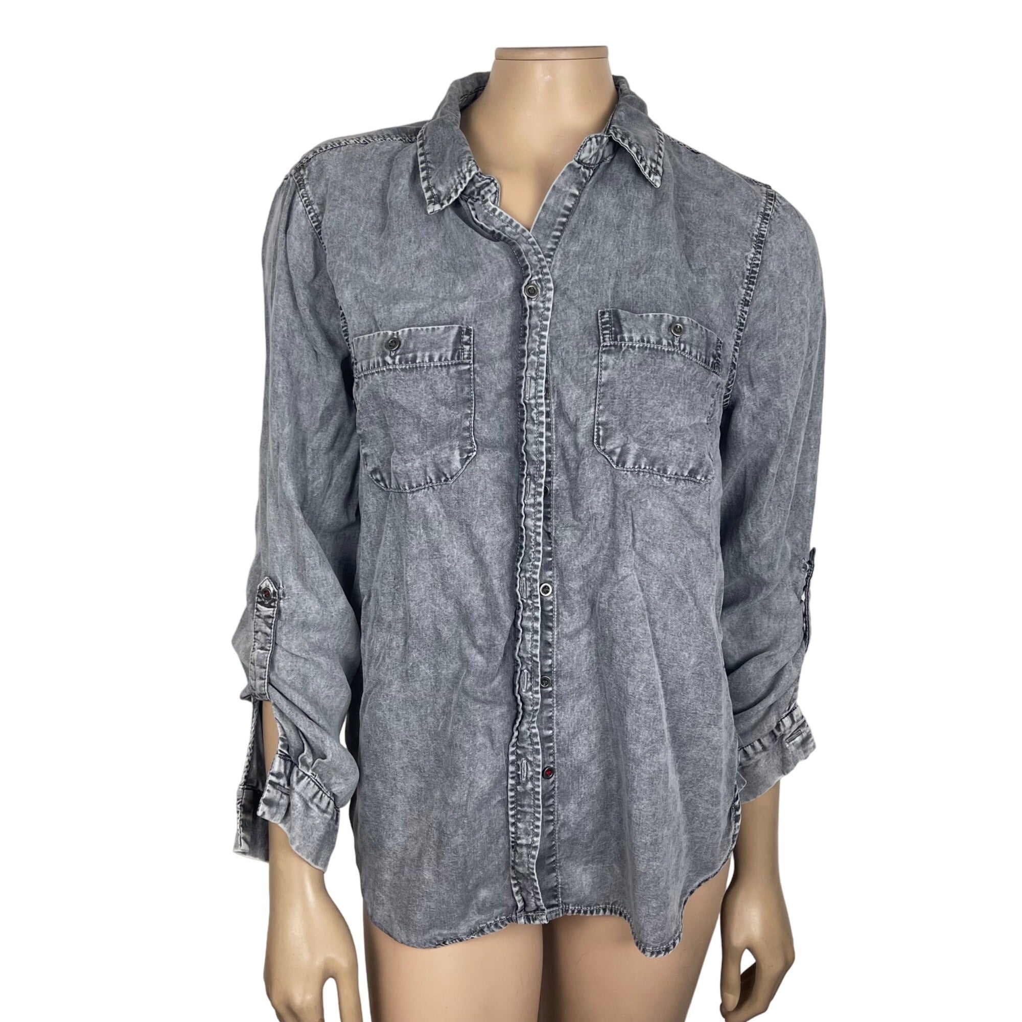Gray Chambray Tree of Life Top Women's Medium