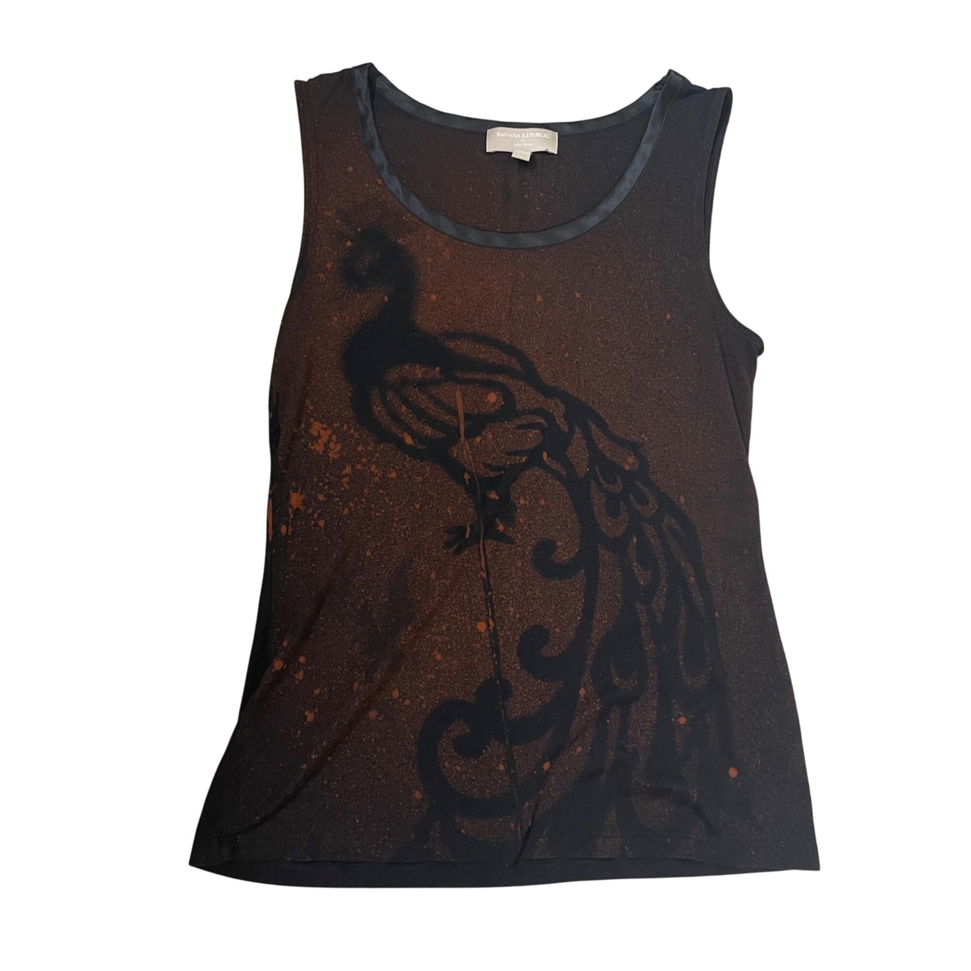 Handmade Bleach Painted Peacock Tank Top Women's Large