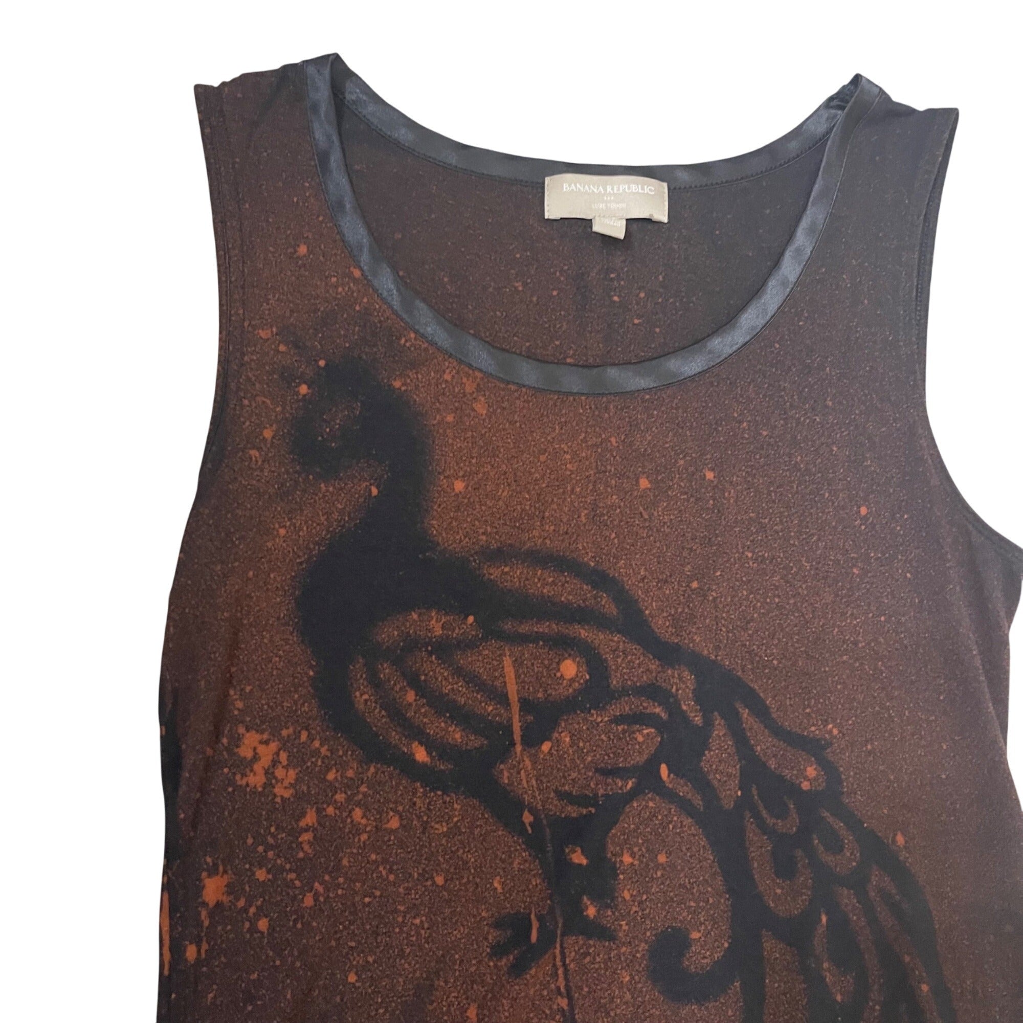 Handmade Bleach Painted Peacock Tank Top Women's Large