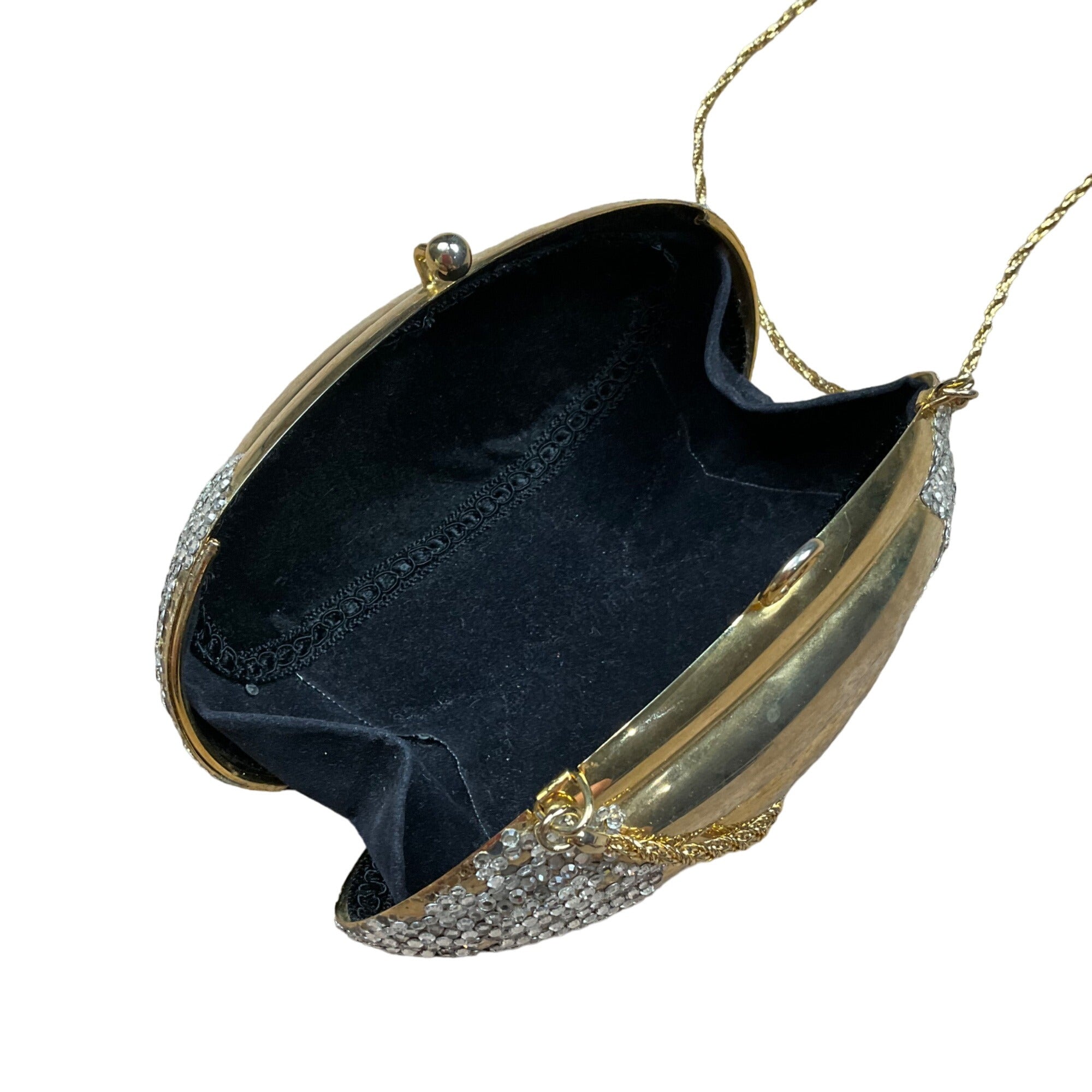 Vintage 1980's Gold Toned Rhinestone Egg Bag