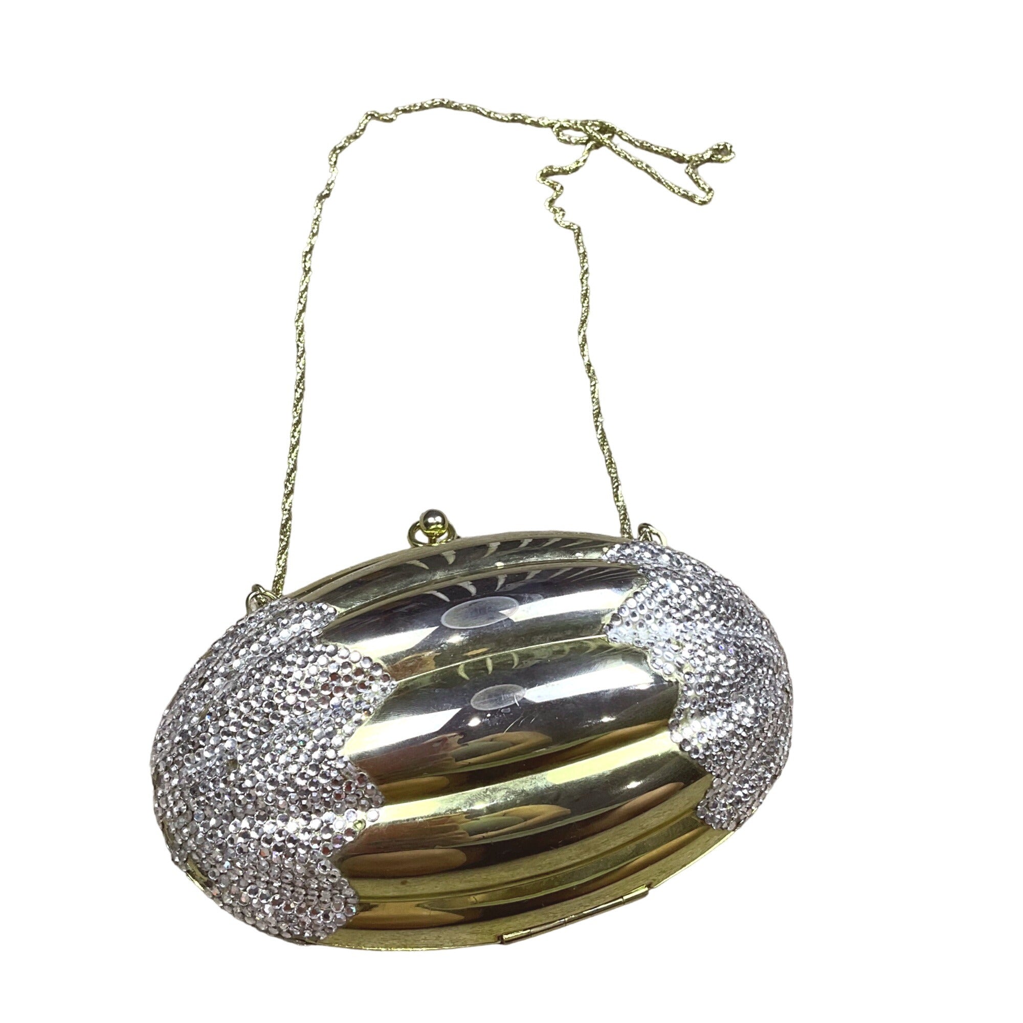 Vintage 1980's Gold Toned Rhinestone Egg Bag