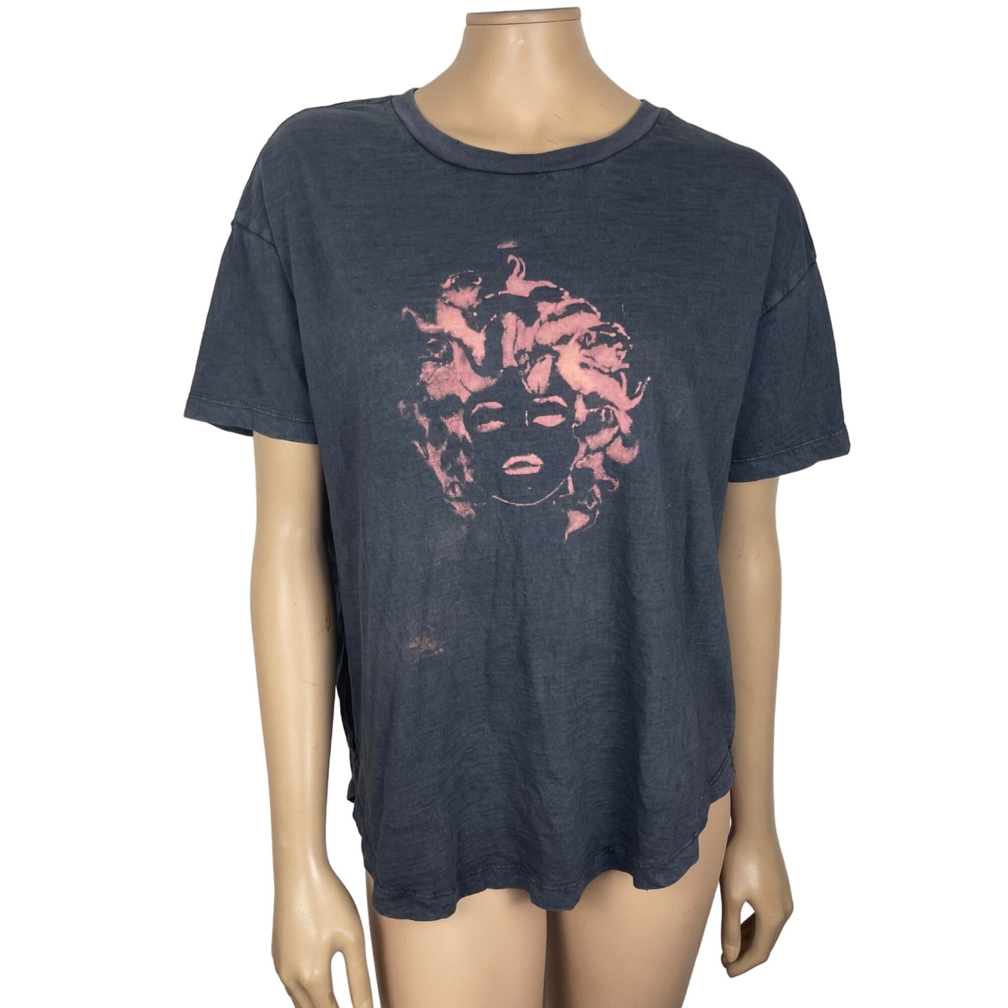 Medusa Bleach Painted Oversized T Shirt Women's Small