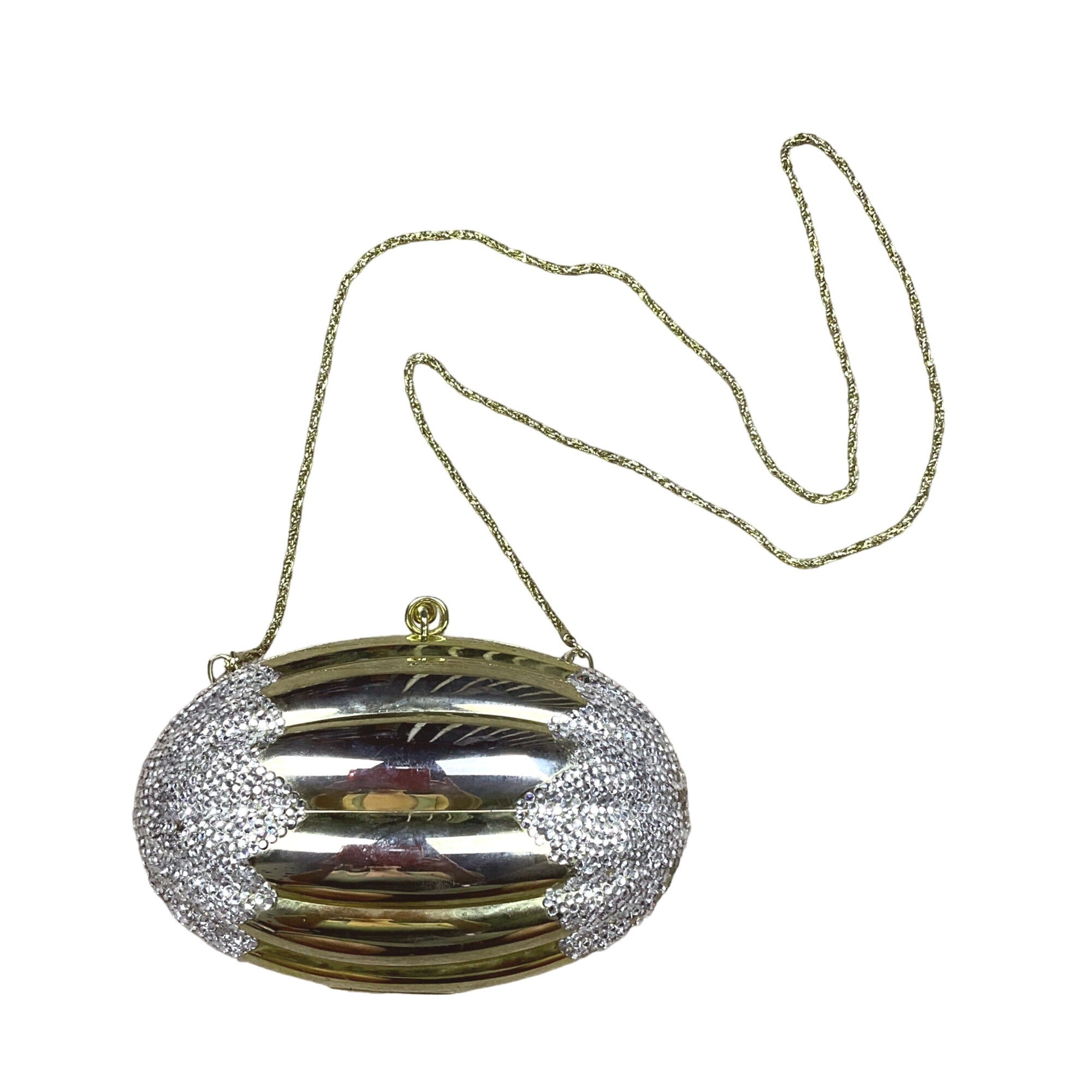 Vintage 1980's Gold Toned Rhinestone Egg Bag