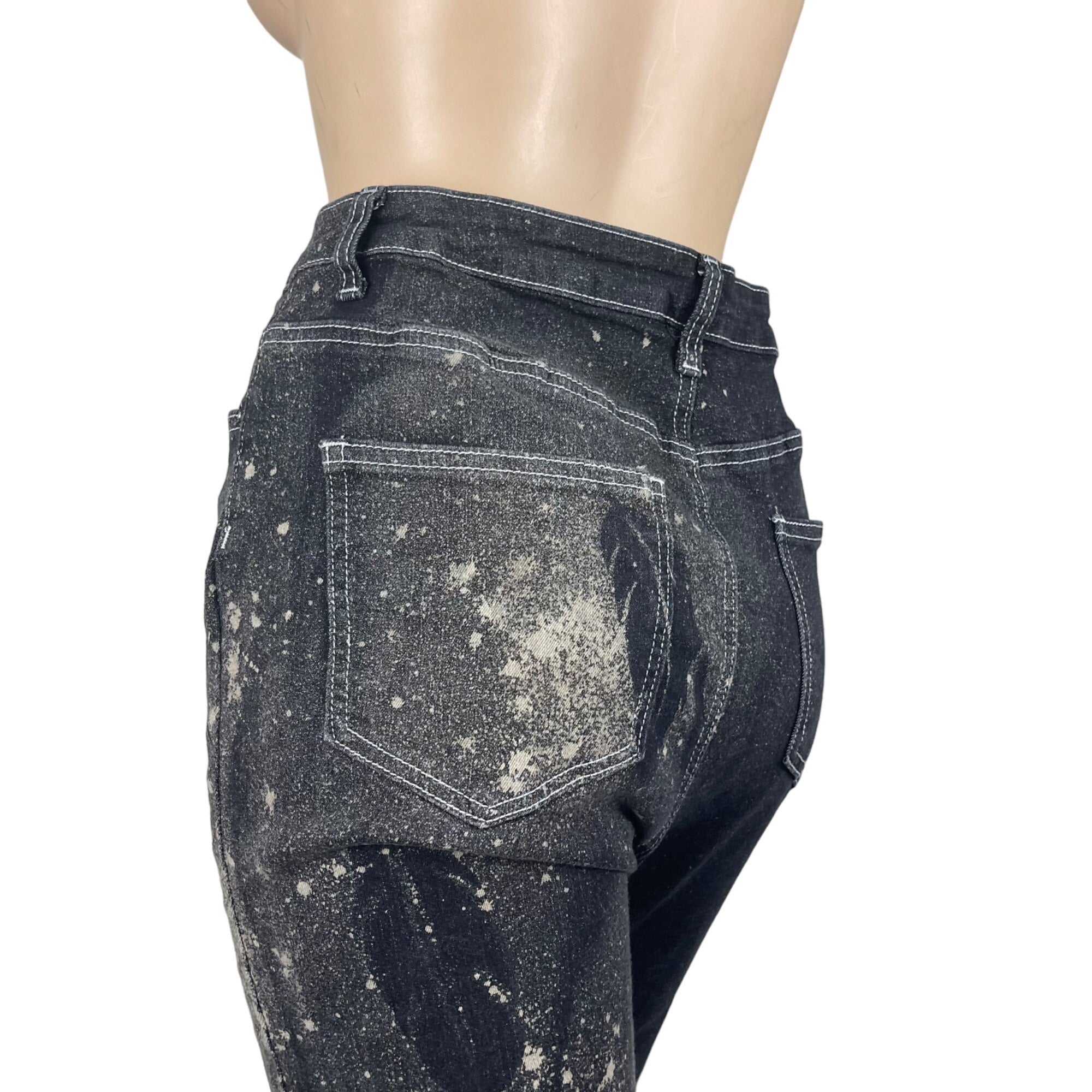 Fallen Angel Black Stretch Flared Leg Jeans Large