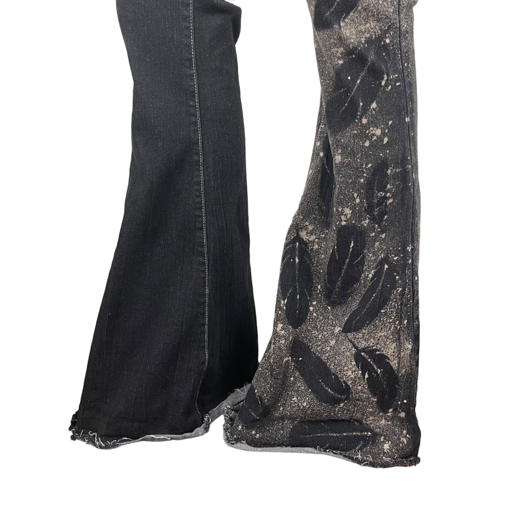 Fallen Angel Black Stretch Flared Leg Jeans Large