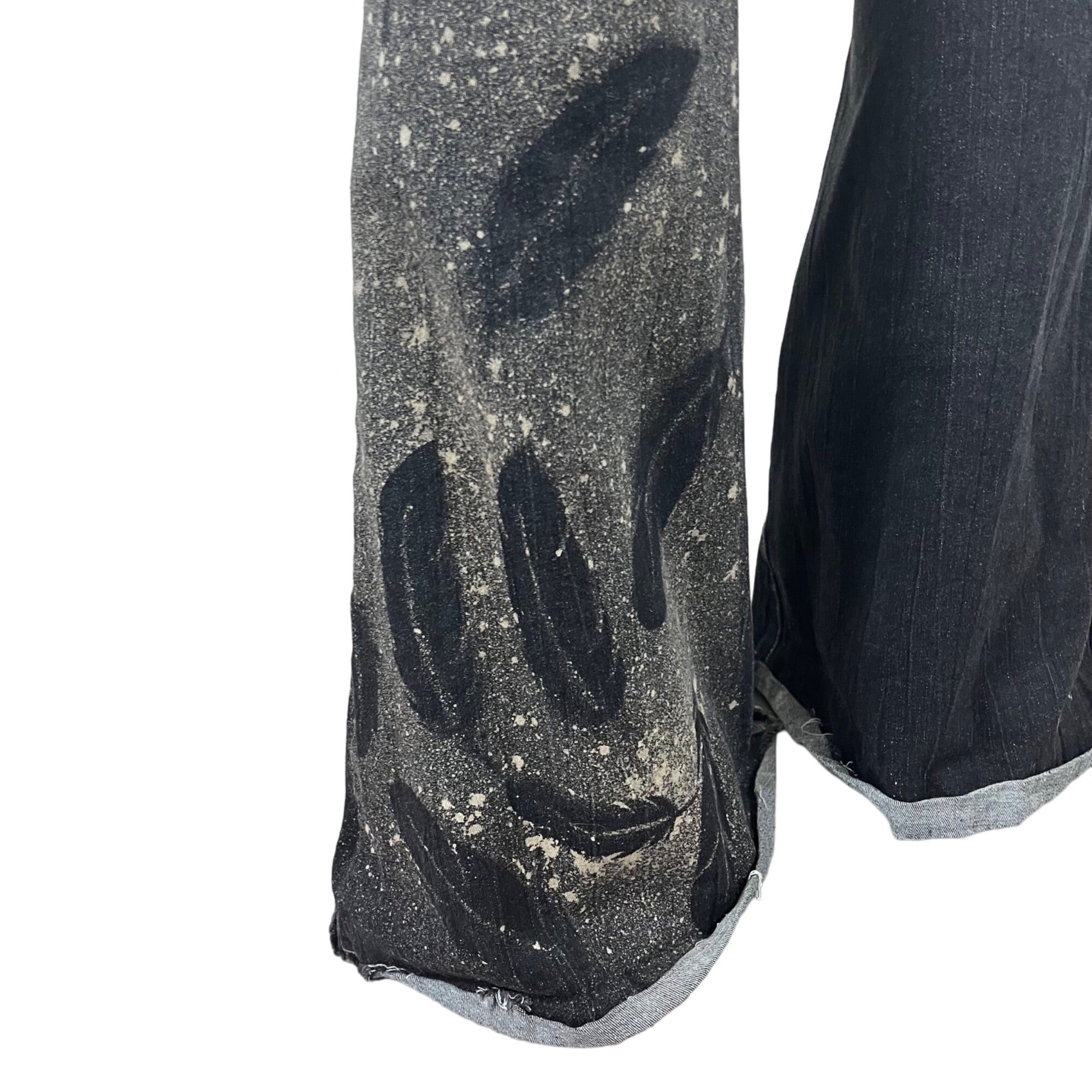 Fallen Angel Black Stretch Flared Leg Jeans Large