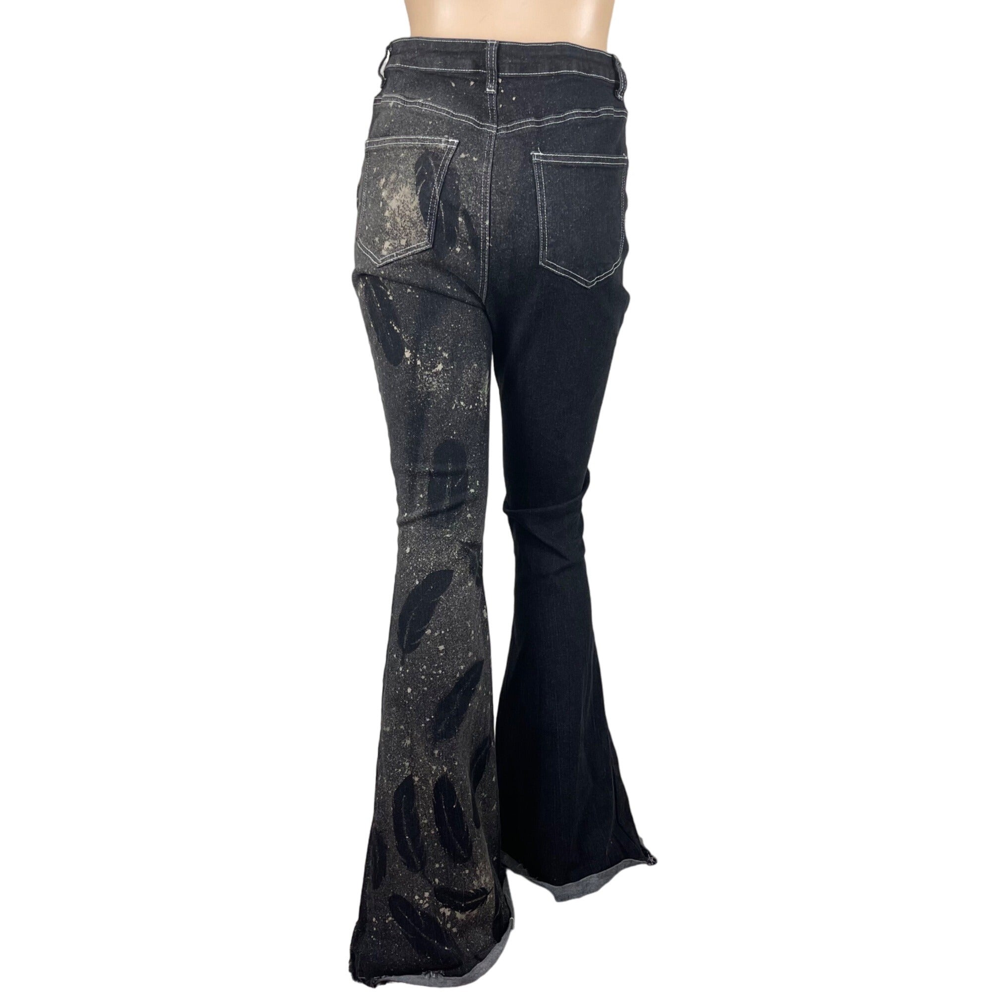 Fallen Angel Black Stretch Flared Leg Jeans Large