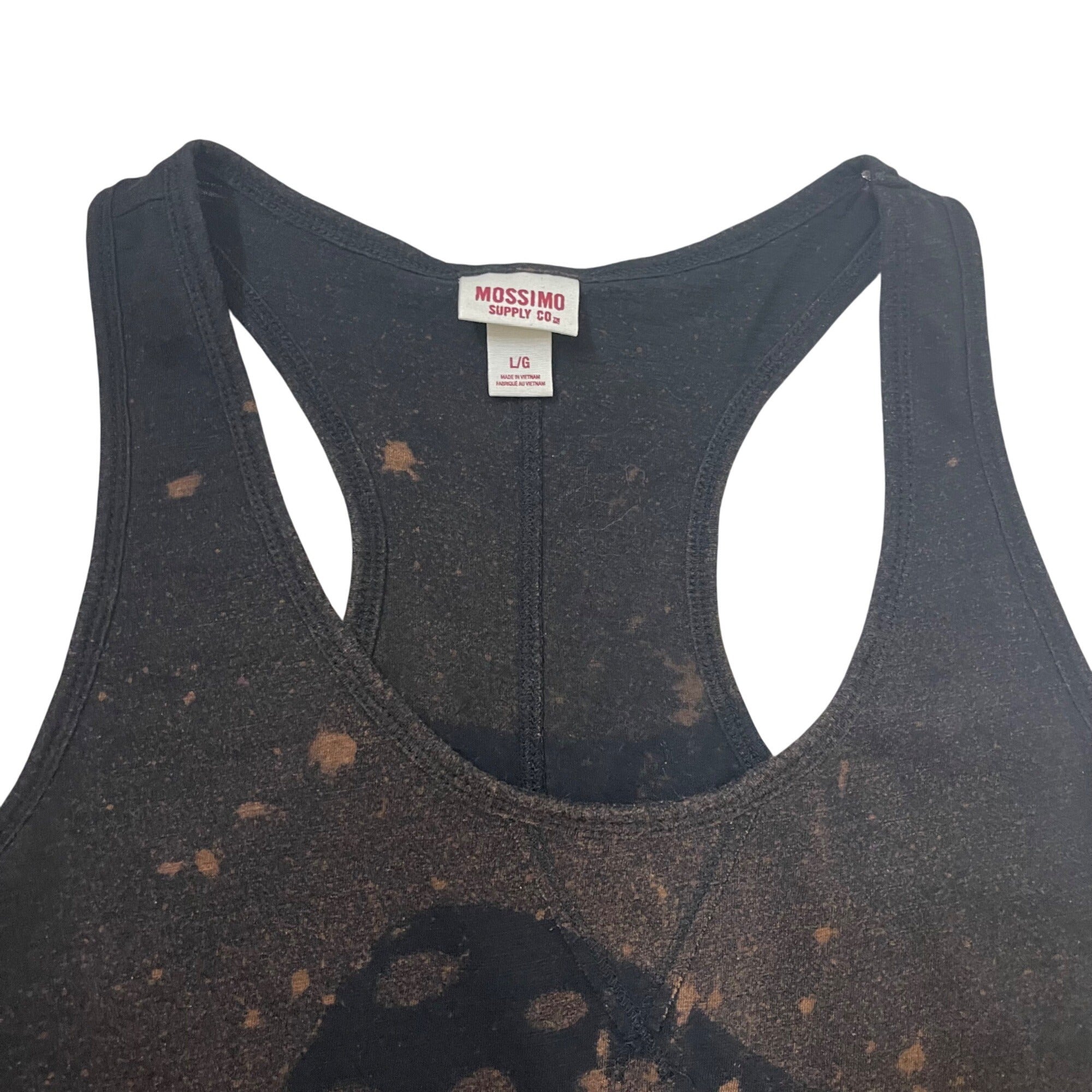 Mushroom Cluster Bleach Painted Black Women's Tank Top Large