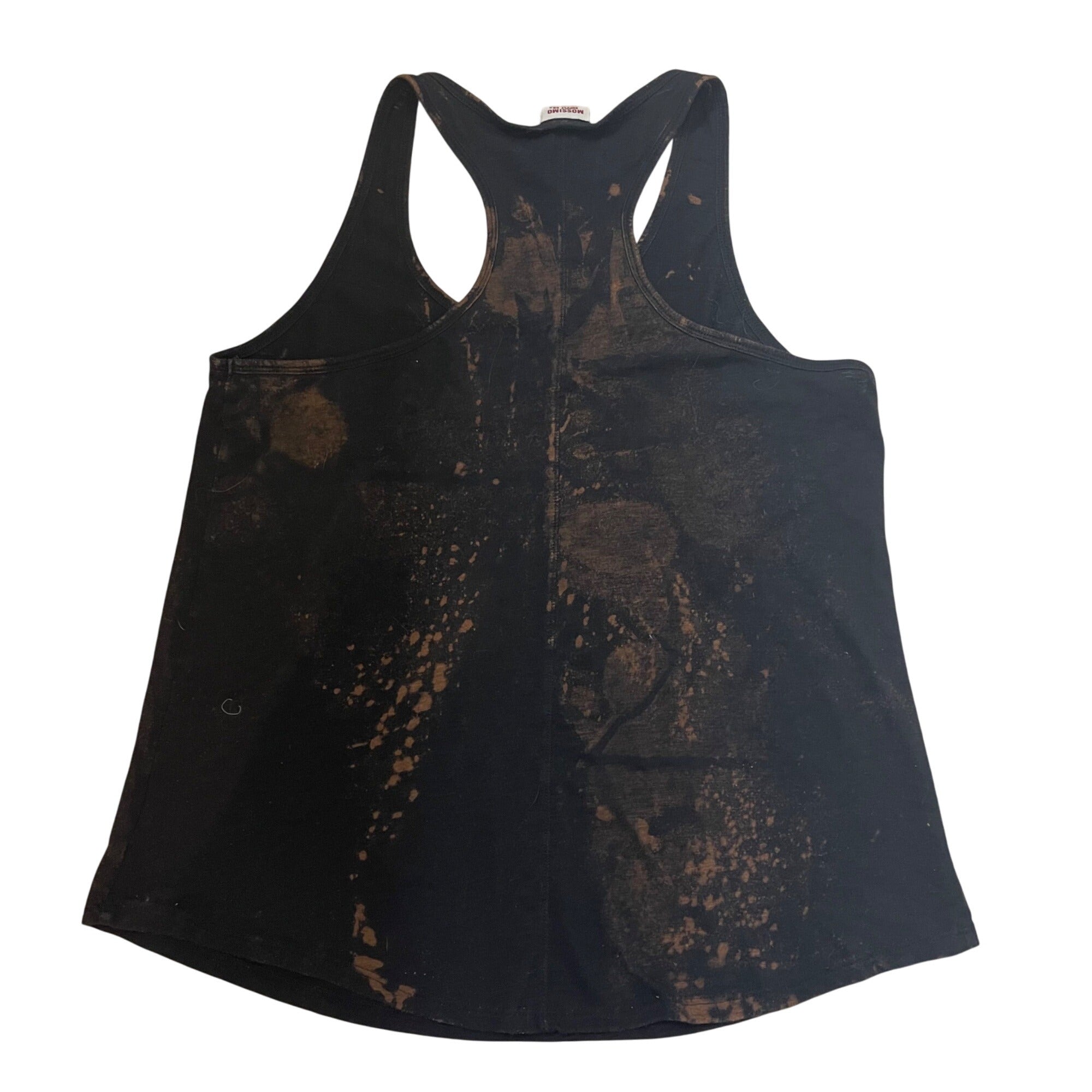 Mushroom Cluster Bleach Painted Black Women's Tank Top Large